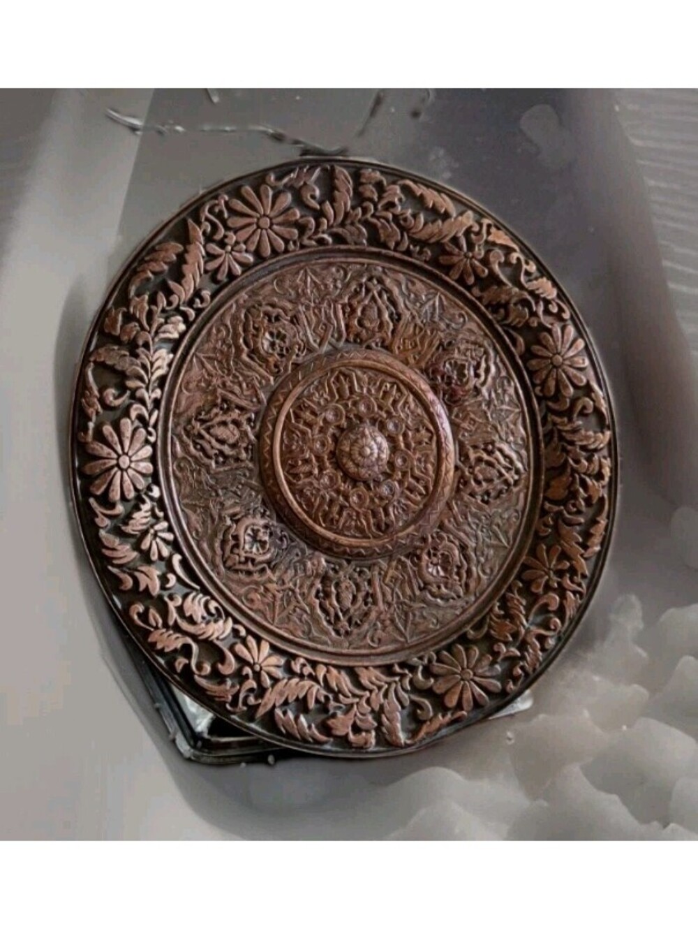 Antique 9" Plate Made of High-Quality Copper Alloy Beautiful Pattern Wall Decor